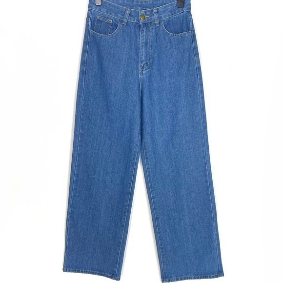 SHEIN High Waist Wide Leg Denim Jeans Light Wash S - Picture 1 of 7